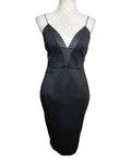 AX Paris Black Midi Dress Body Con Faux Leather Panels Women's UK Size 12