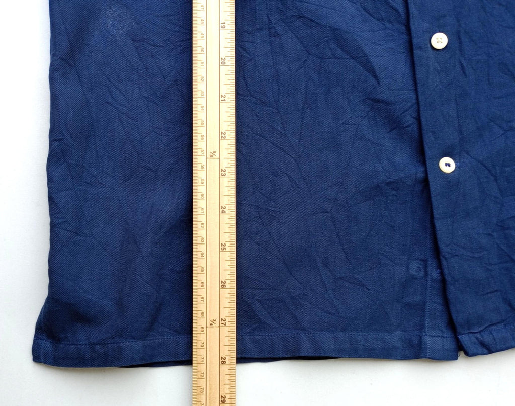 Nautica Shirt Men's UK Size M Blue Short Sleeve Silk Blend Easy Care Embroidered