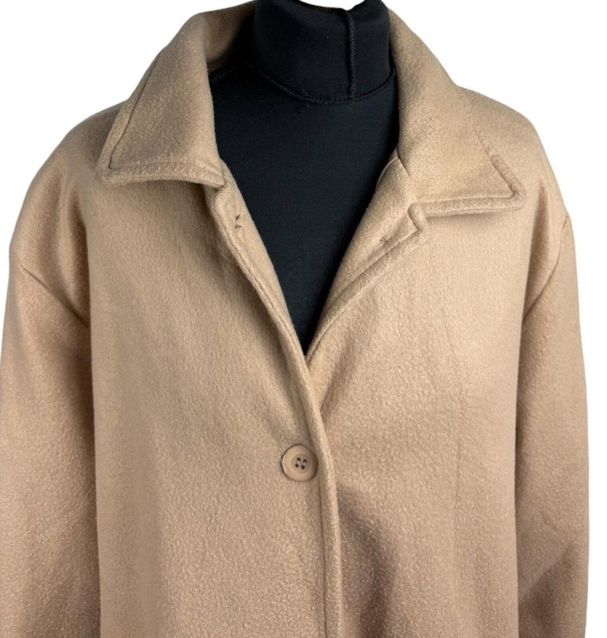 Neuville Wool Effect Jacket Women’s UK Size 22 Mid Length Collared Tan