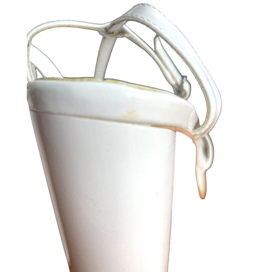 SIMMI White Simmi Platform Block Heel Sandals Women's UK Size 6 Wide Fit White Patent Shoes
