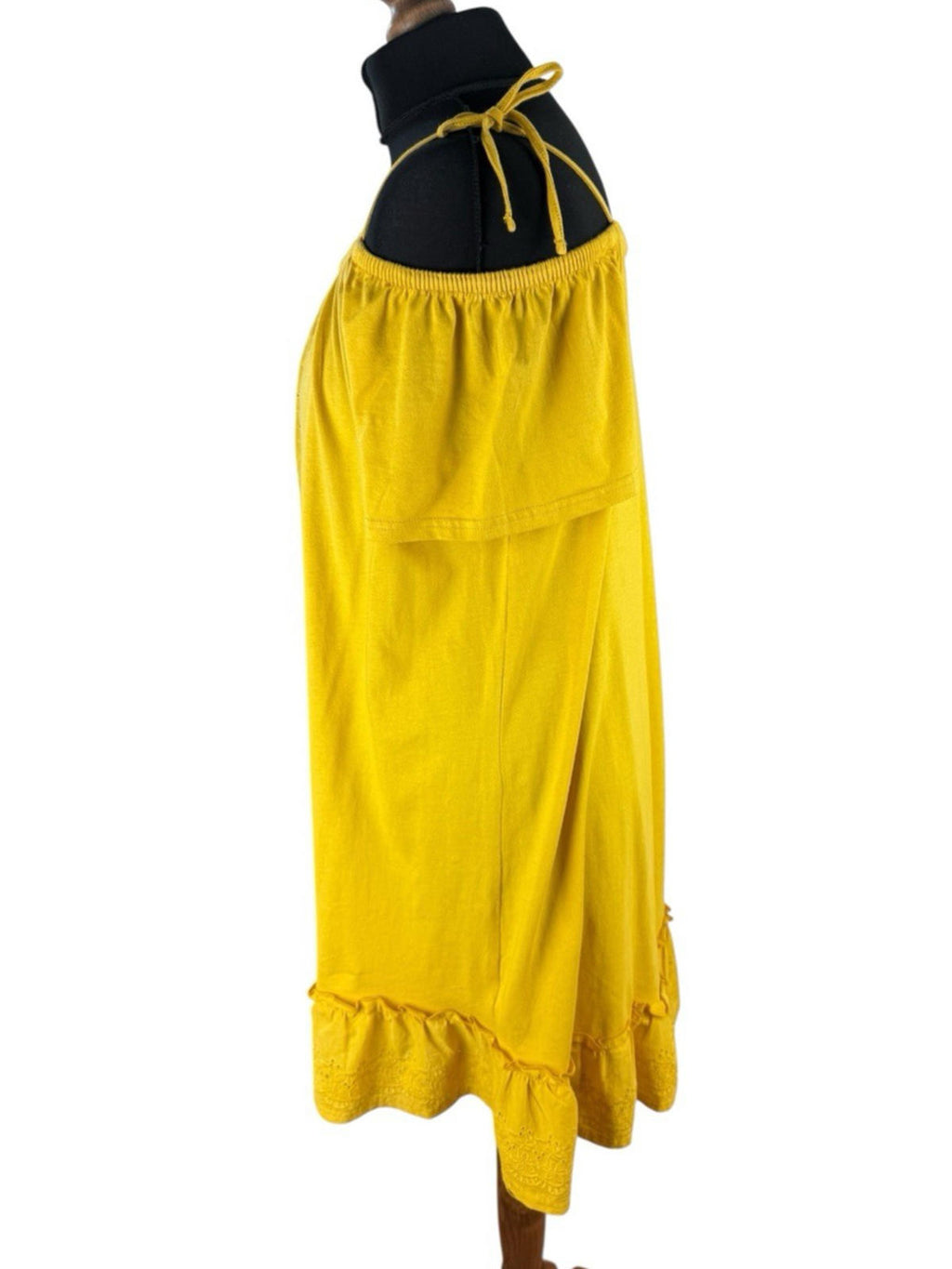 Papaya Cotton Dress Yellow Embroidered Bow Detail Mini Dress Women’s UK Size 16