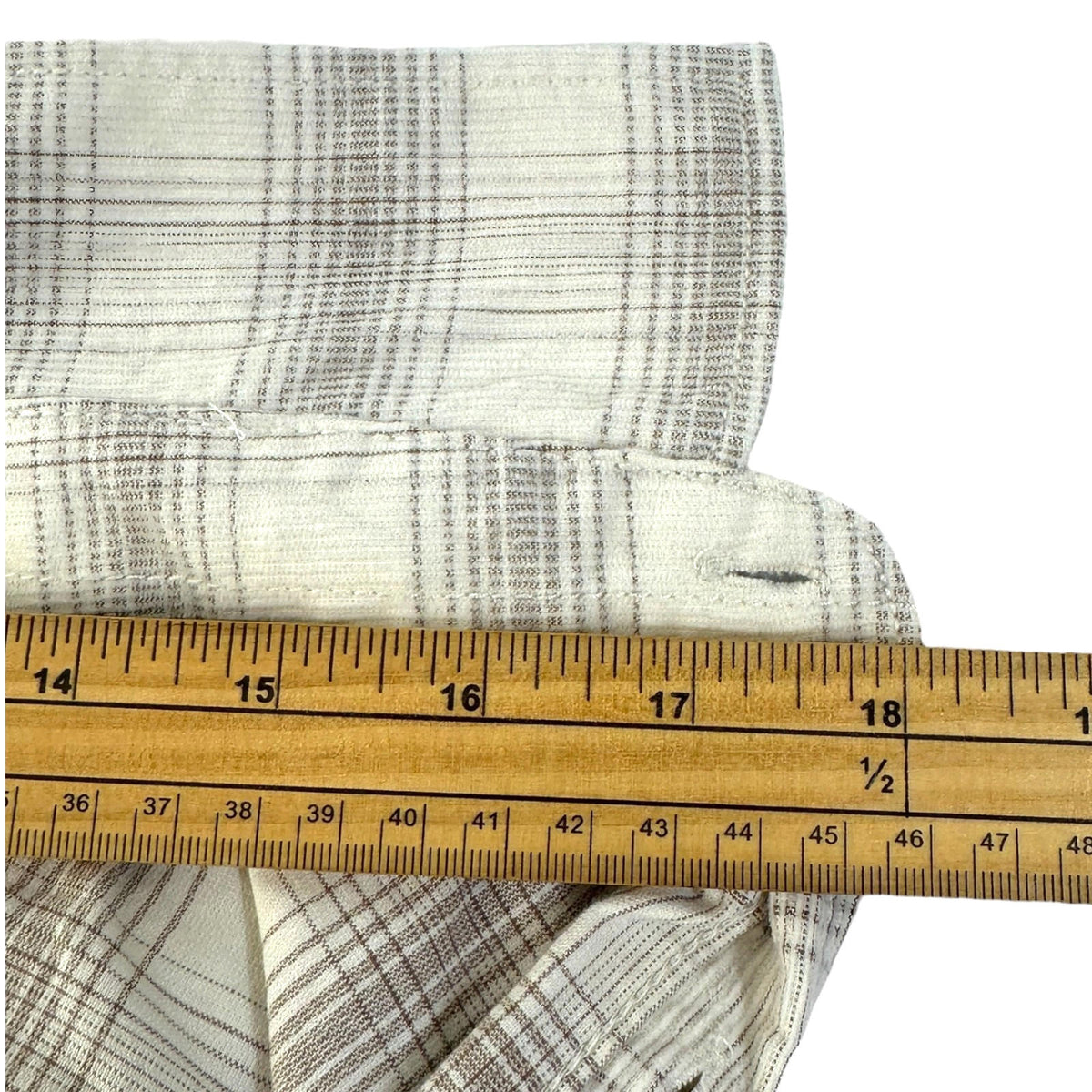 George Corduroy Shirt Men's UK Size M Beige Check Long Sleeve Pocket Loose Fit
