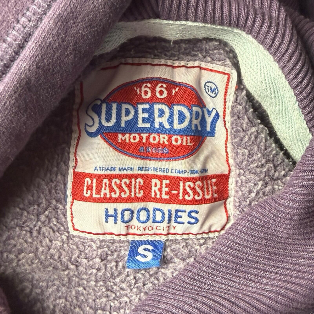 Super Dry Hoodie Women's UK Size S Logo Print Fleece Lined Jersey Purple