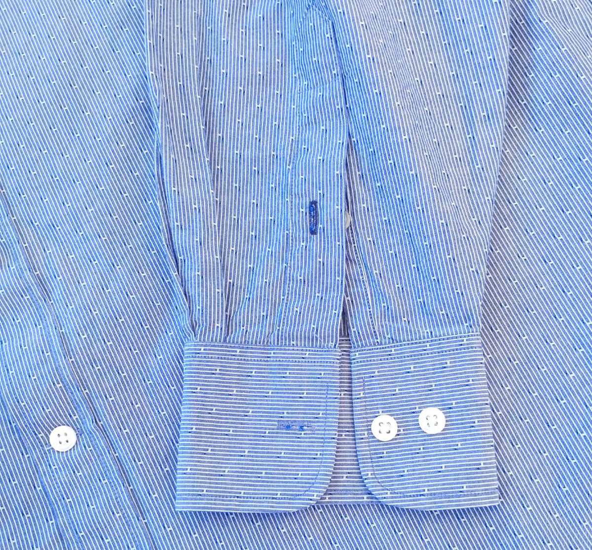 Tommy Hilfiger Shirt Men's UK Size L Blue Geometric Long Sleeve Pockets