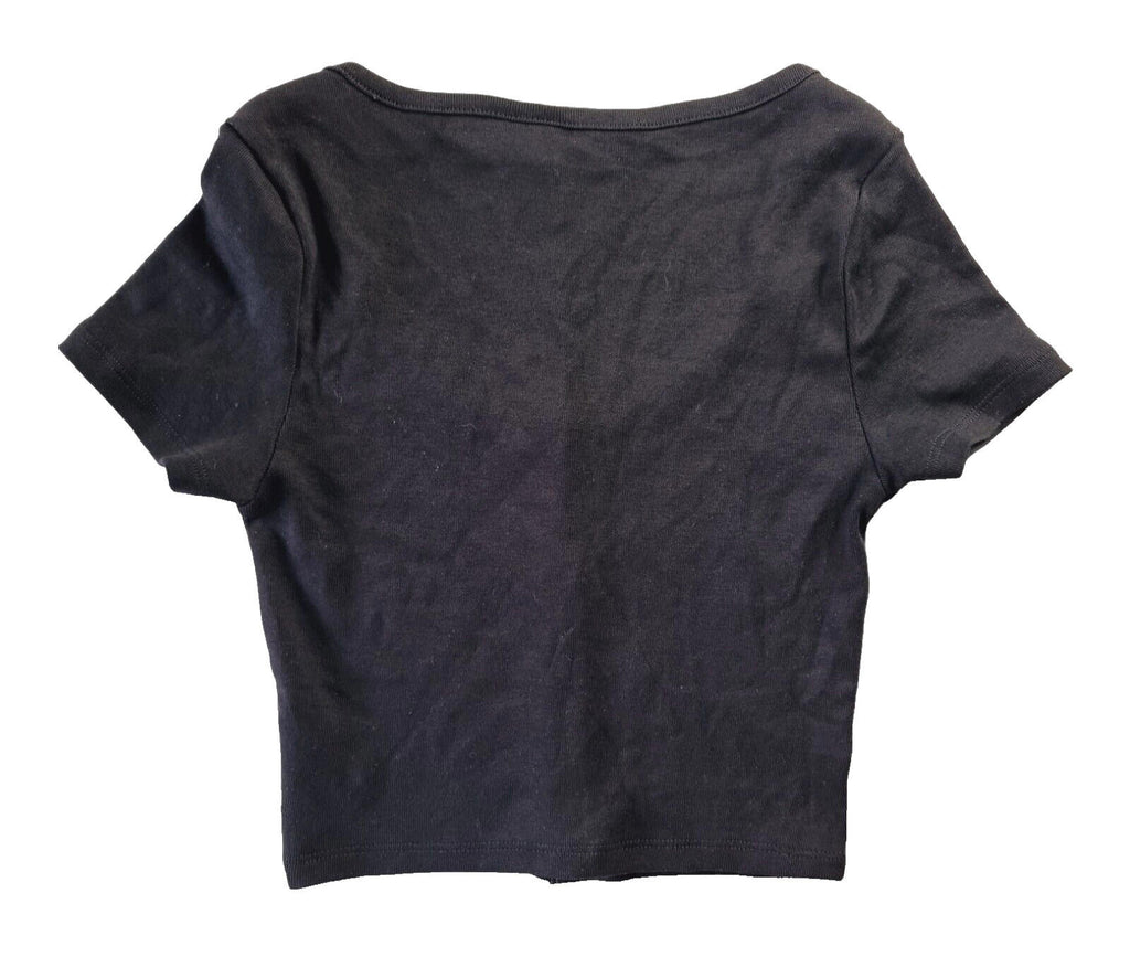 Divided Black Divided Crop Top Black Button Front Women's UK Size XS