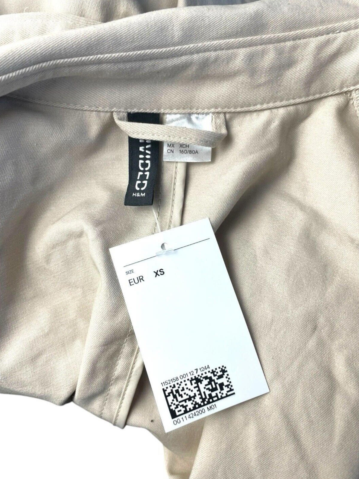 Divided Trench Coat Light Beige Cotton Double Breasted Belted Women's UK Size XS