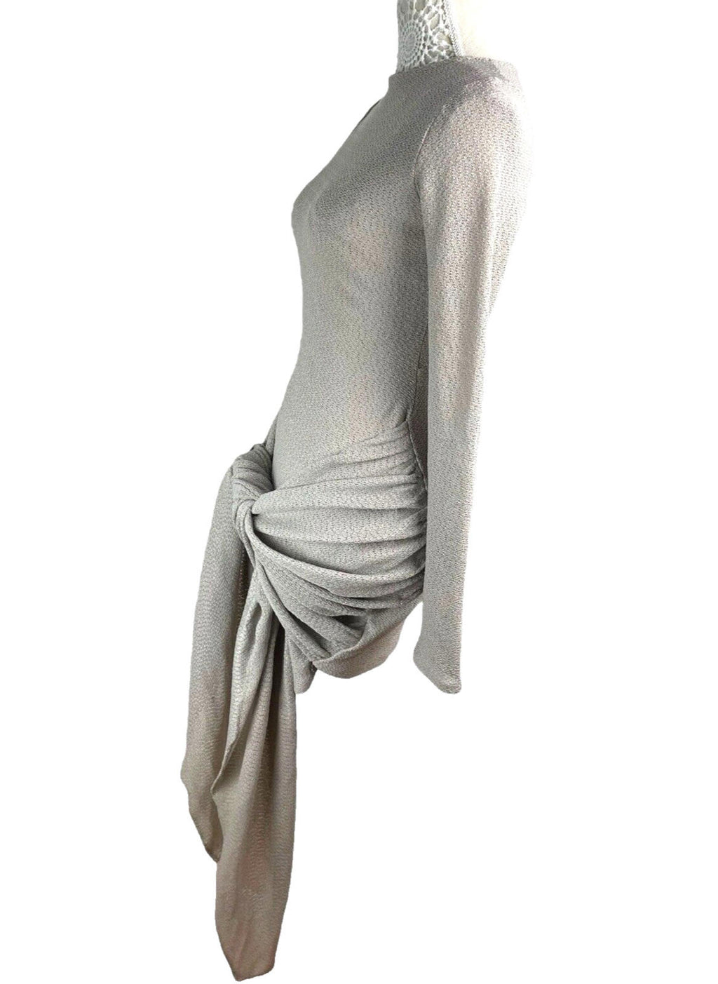 Grey Knit Wrap Fitted Mini Dress Women's UK Size 8