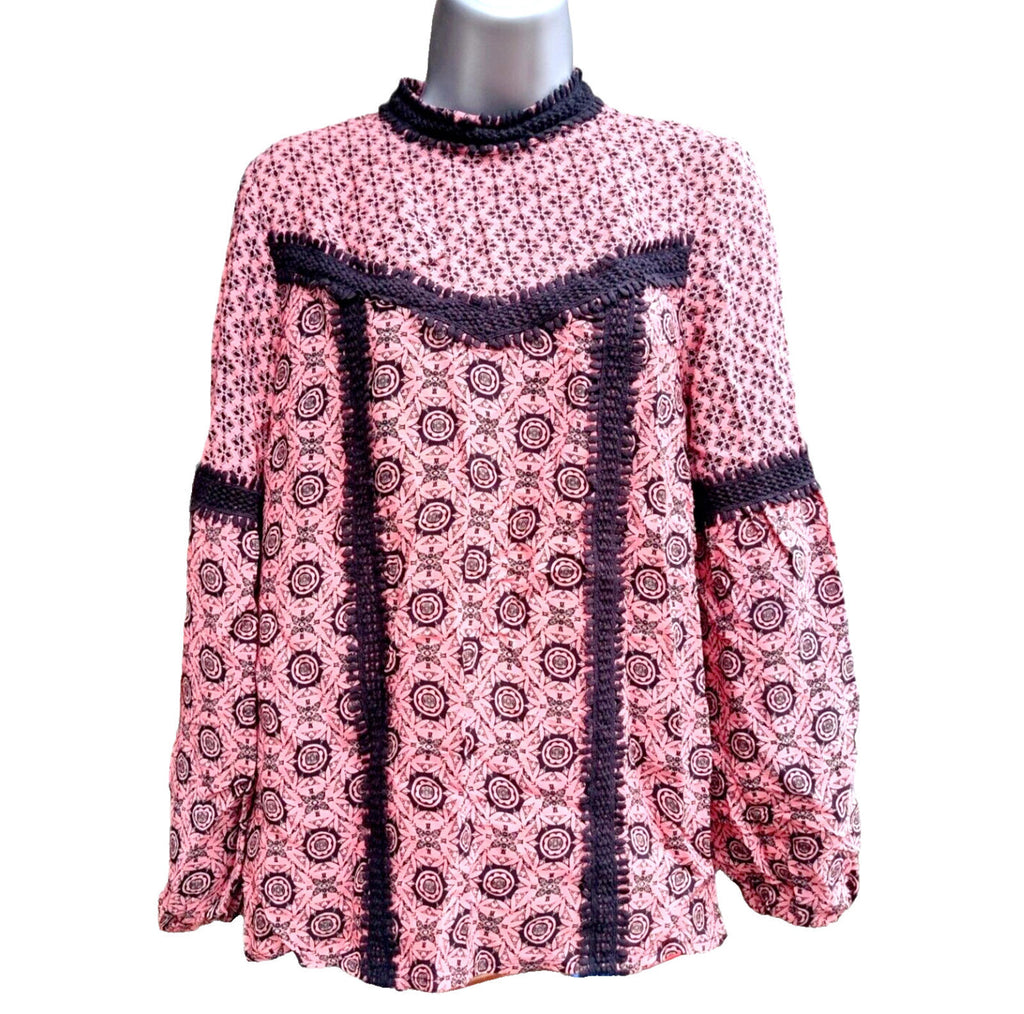 River Island Pink River Island Smock Top Victorian Pattern Women's UK Size 10