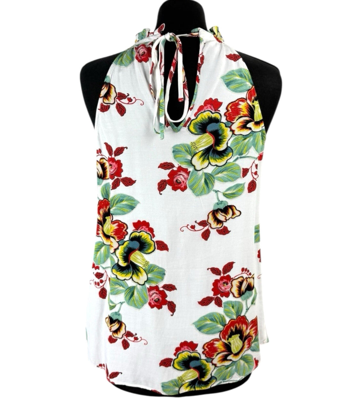 Warehouse Sleeveless Blouse Floral Women's UK Size 10 White Multicolour