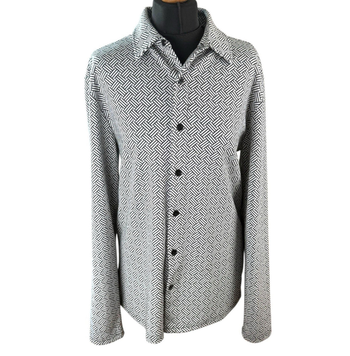 River Island White River Island London Shirt Blouse Black White Geometric Pattern Womens UK Size M