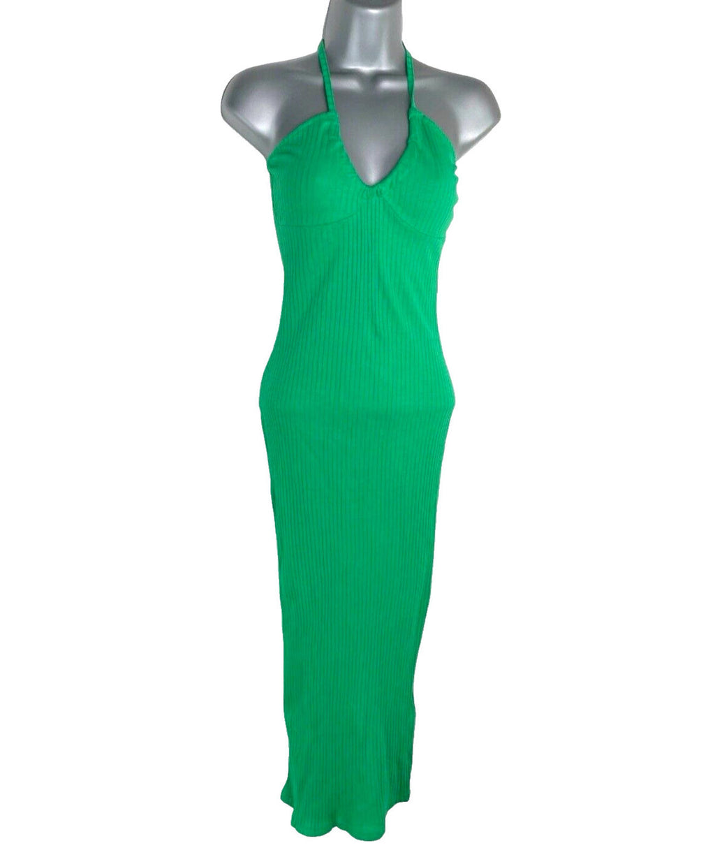 Divided Maxi Dress Green Ribbed Women’s UK Size XS
