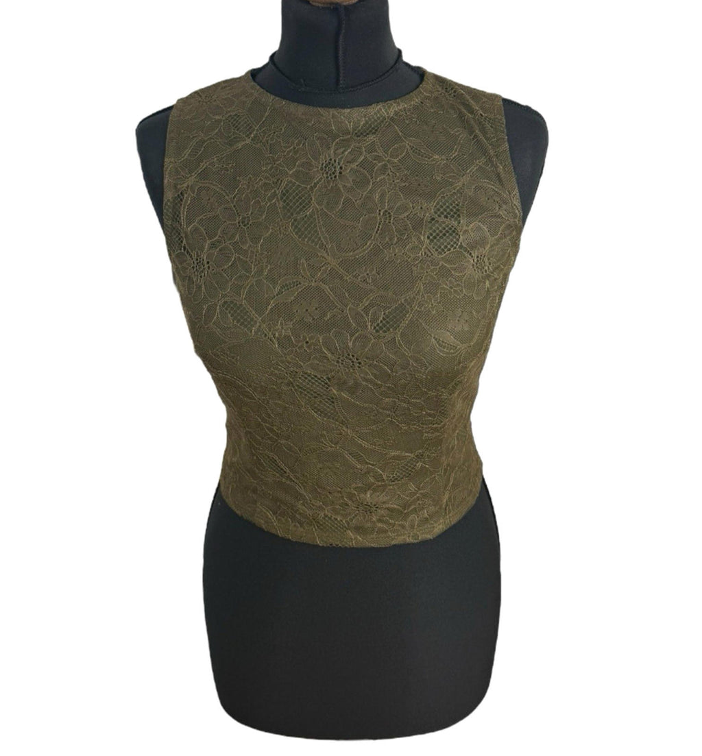 Pretty Little Thing Brown Lace Crop top Women's UK Size 8