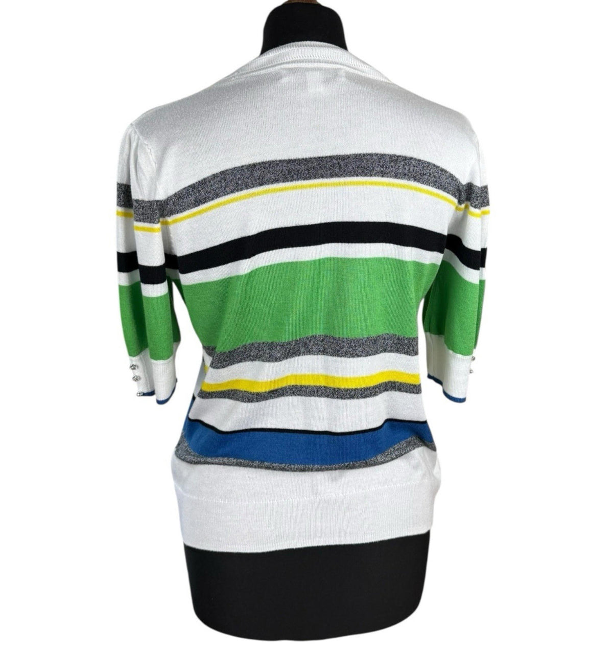 Next Thin Jumper Striped 3/4 Sleeve Women's UK Size M Crew Neck Multi Coloured