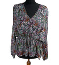 George Black George Floral chiffon Blouse Women's UK Size Multicolour Long Sleeve Semi Sheer