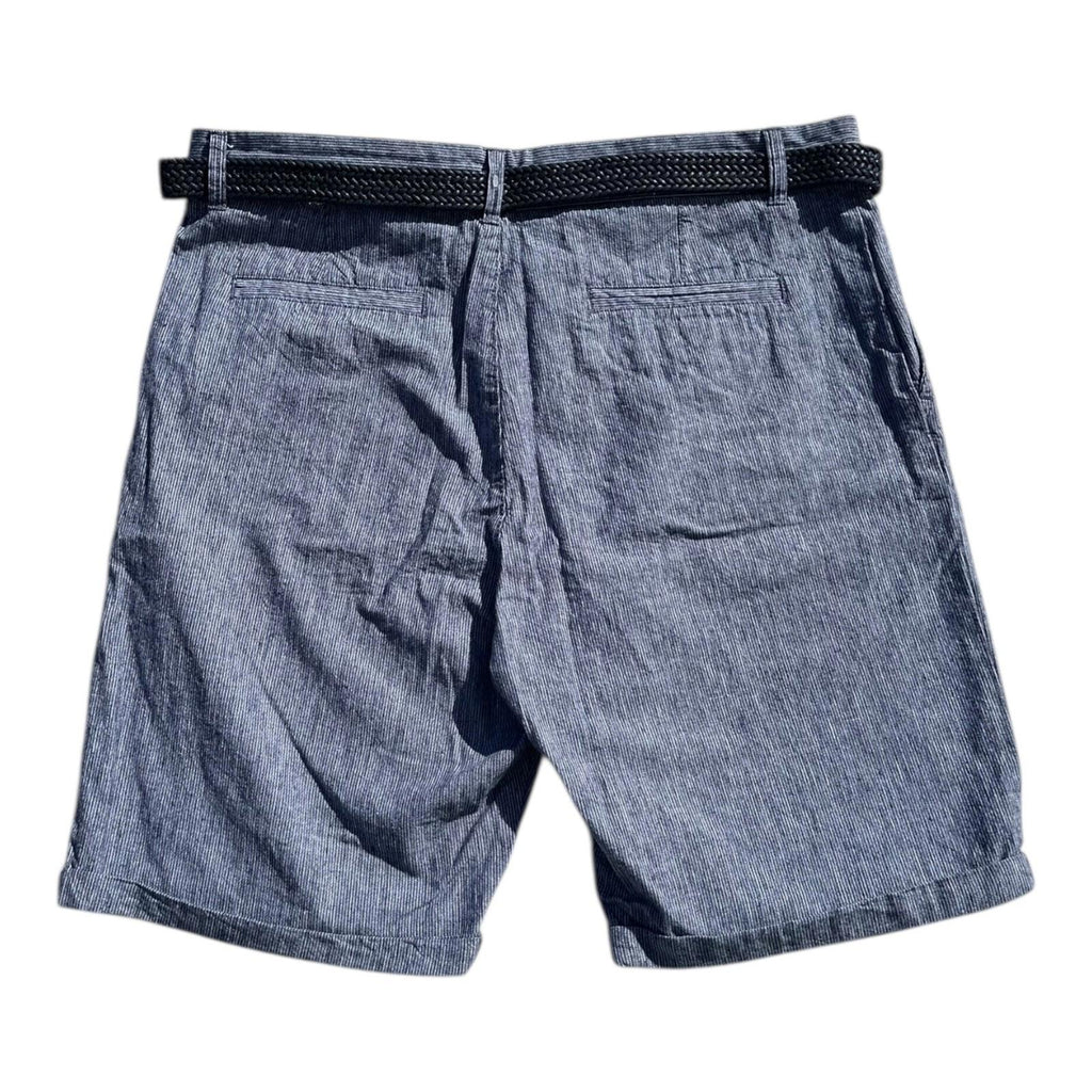 Denim & Co. Shorts Men's UK Size 36" W Blue Belted Pockets Button Up Summer Bermuda