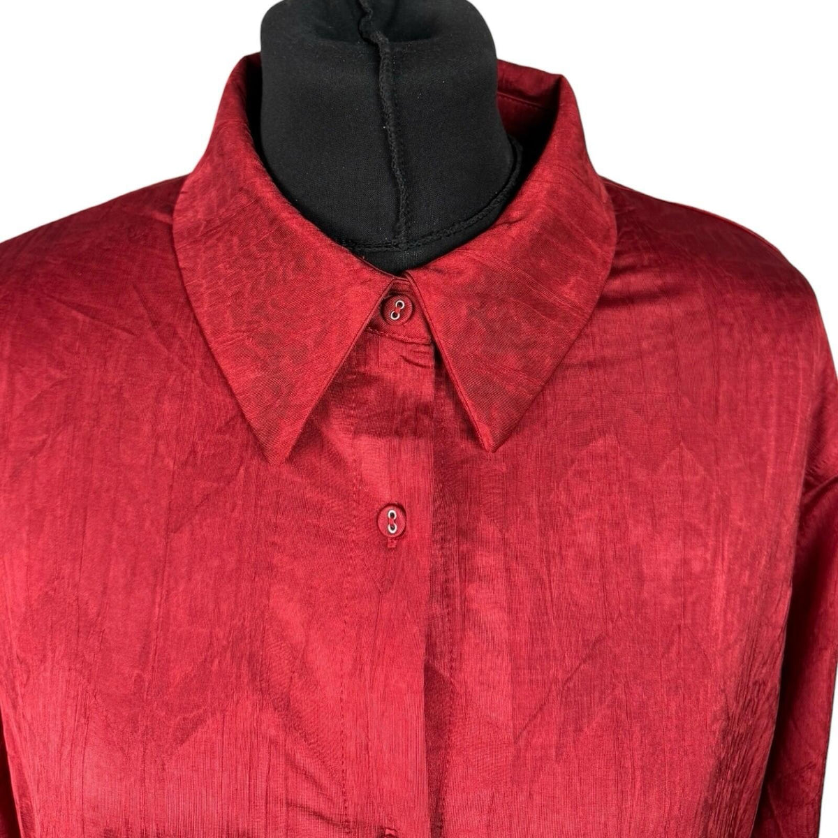 Next Satin Shirt Blouse Women's UK Size 20 Long Sleeve Collared Red