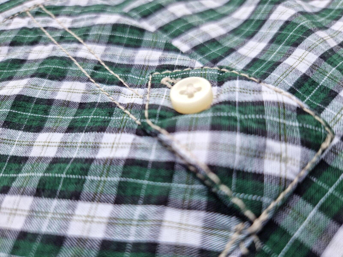 Burton Shirt Green Check Long Sleeve 100% Cotton Men's UK Size M Medium