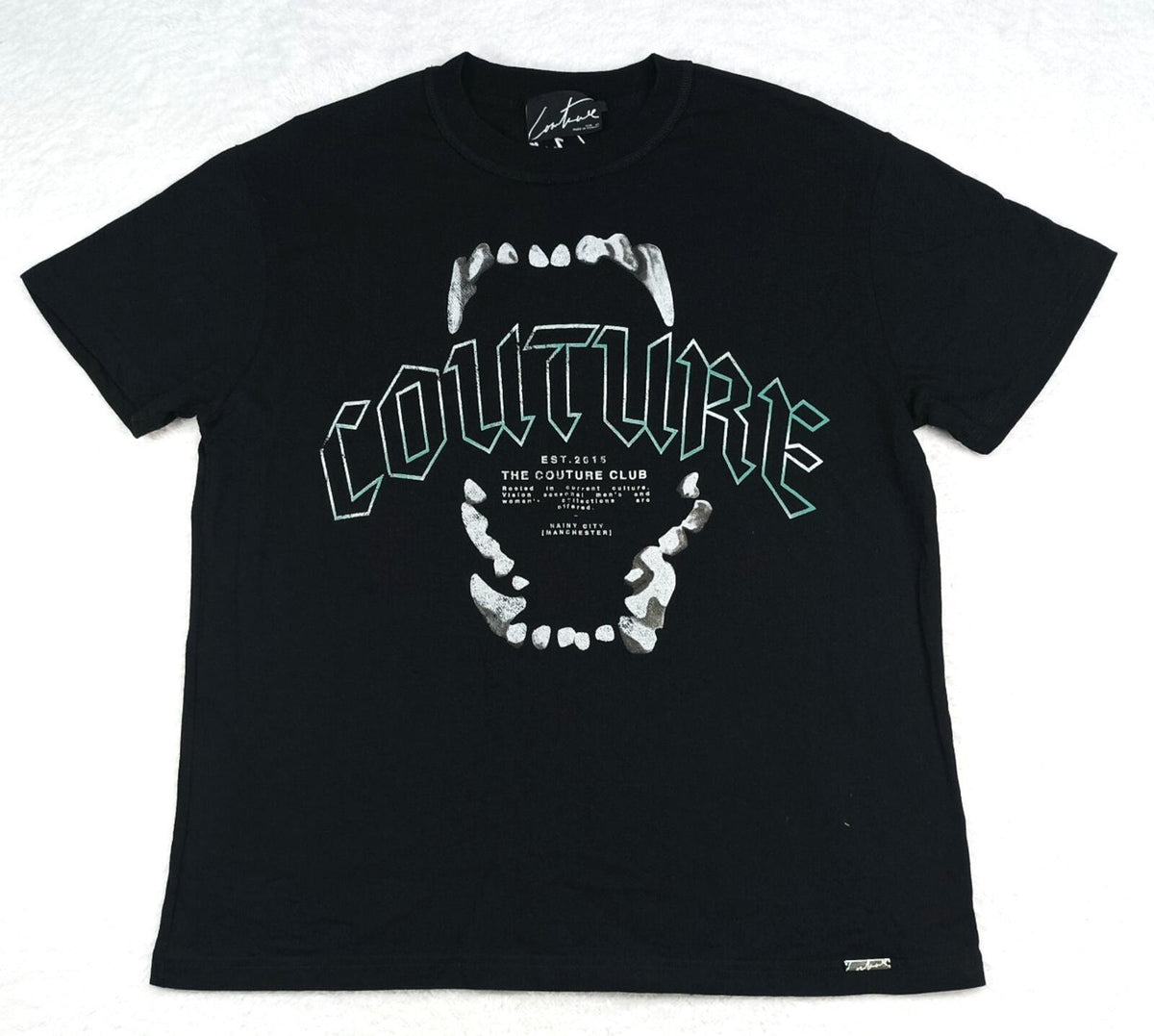 The Couture Club Black The Couture Club T-Shirt Men's UK Size S Black Crew Neck Graphic Print