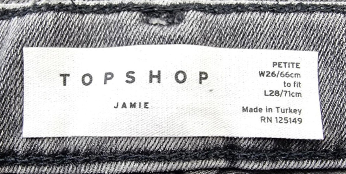 Topshop Jamie Jeans Women's UK Size W26 L28 Grey Denim Petite Ankle Grazer