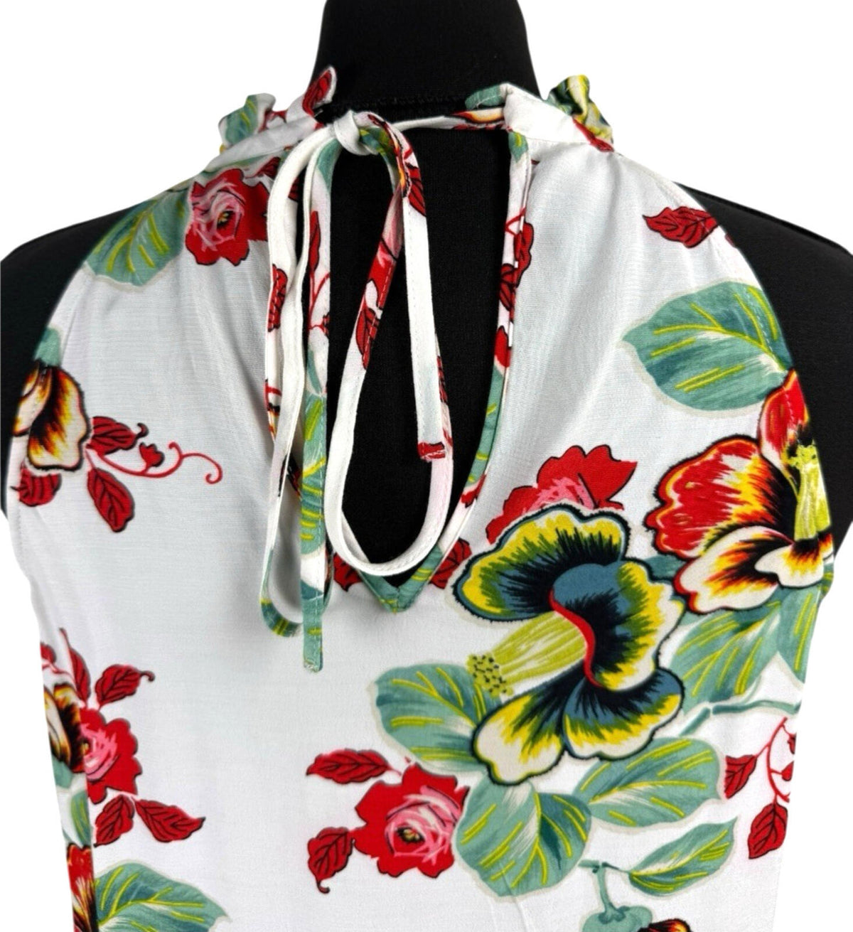 Warehouse Sleeveless Blouse Floral Women's UK Size 10 White Multicolour
