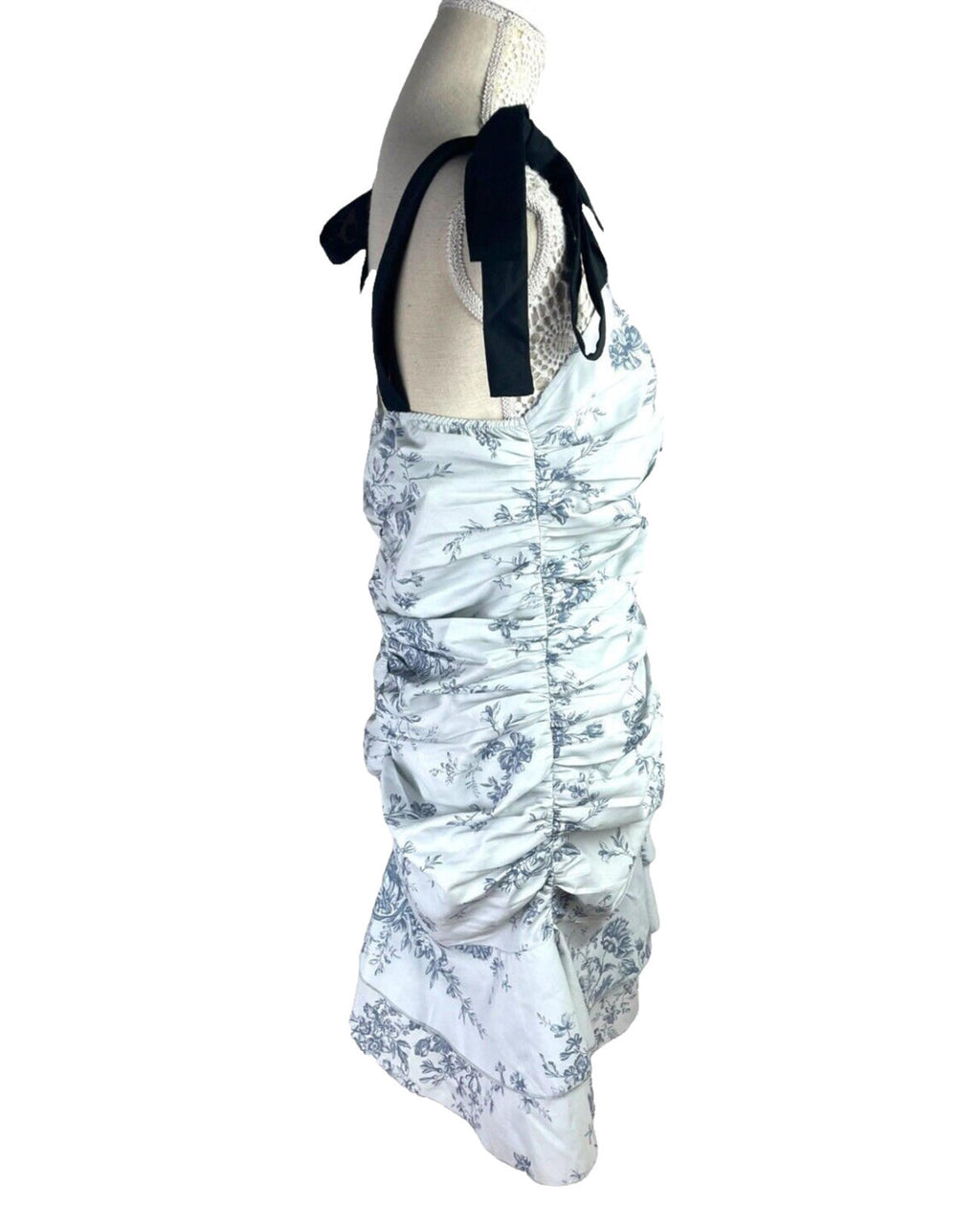 Pretty Little Thing Pale Blue Corset Mini Dress Ruffles Women's UK Size 16