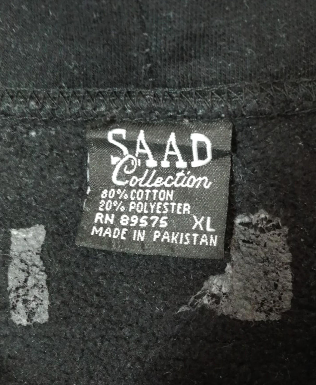 SAAD Collection Black New York Hoodie Men's Size XL Black Jersey Hooded Pockets Zip Front