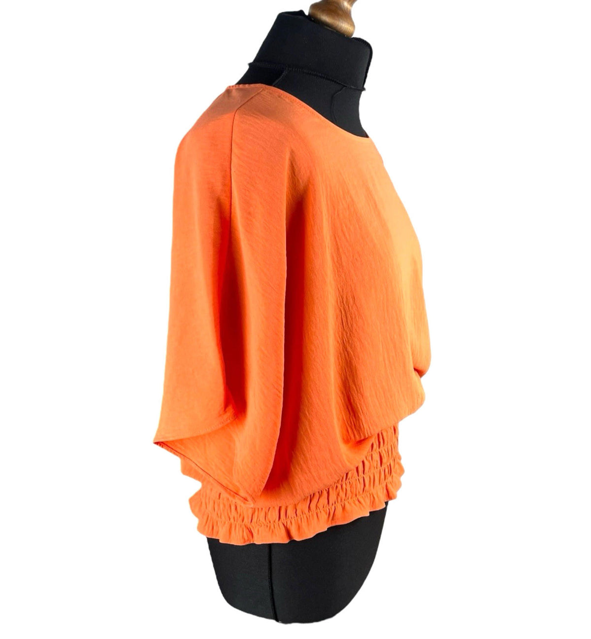 Emreco Orange Peplum Blouse Summer Top Elastic Waistband Women's UK Size 10