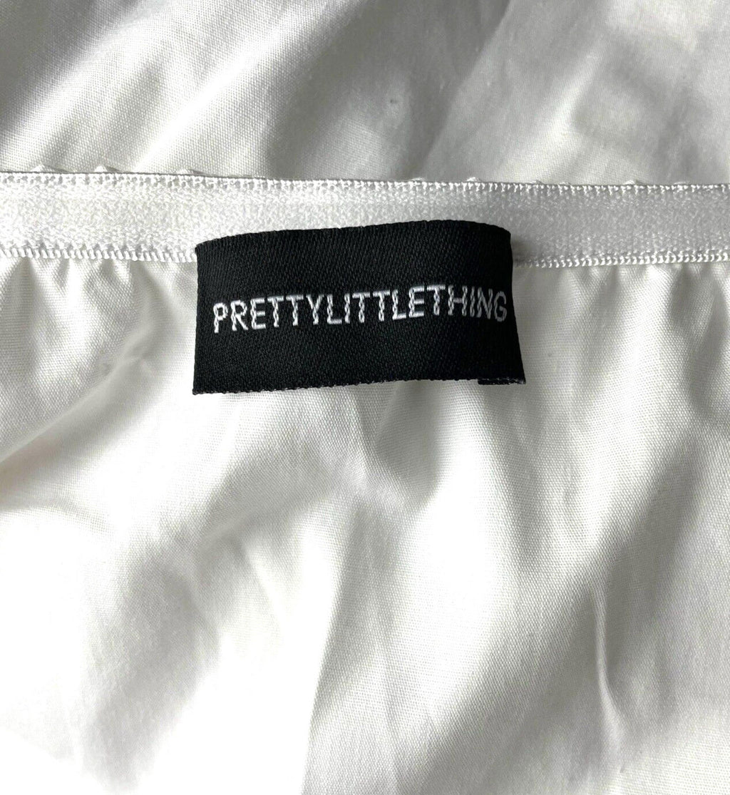 Pretty Little Thing Playsuit White Strapless Bottom Summer Women’s UK Size 8