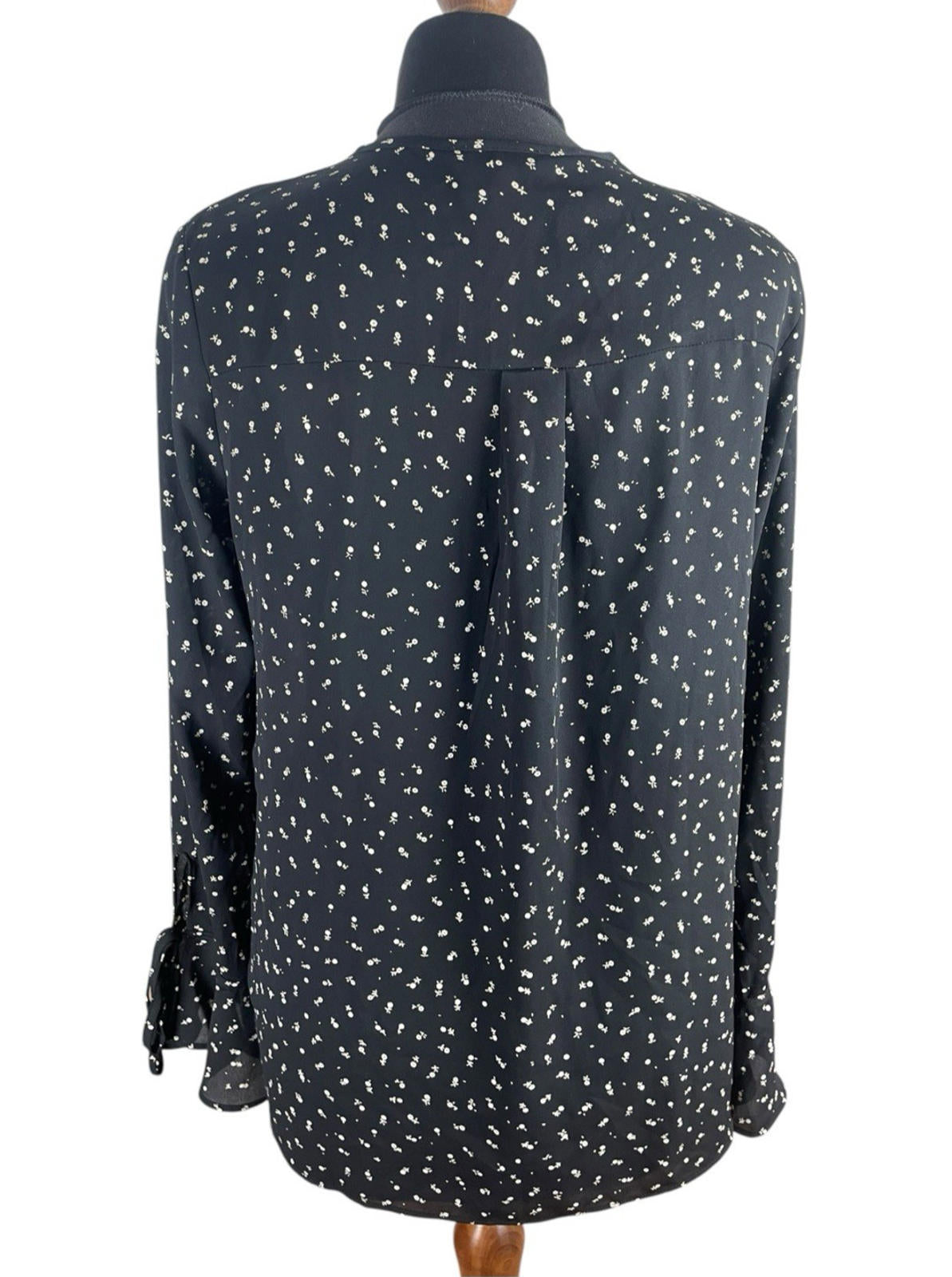 Lumiere Black Floral Blouse Long Sleeve Women's UK Size S
