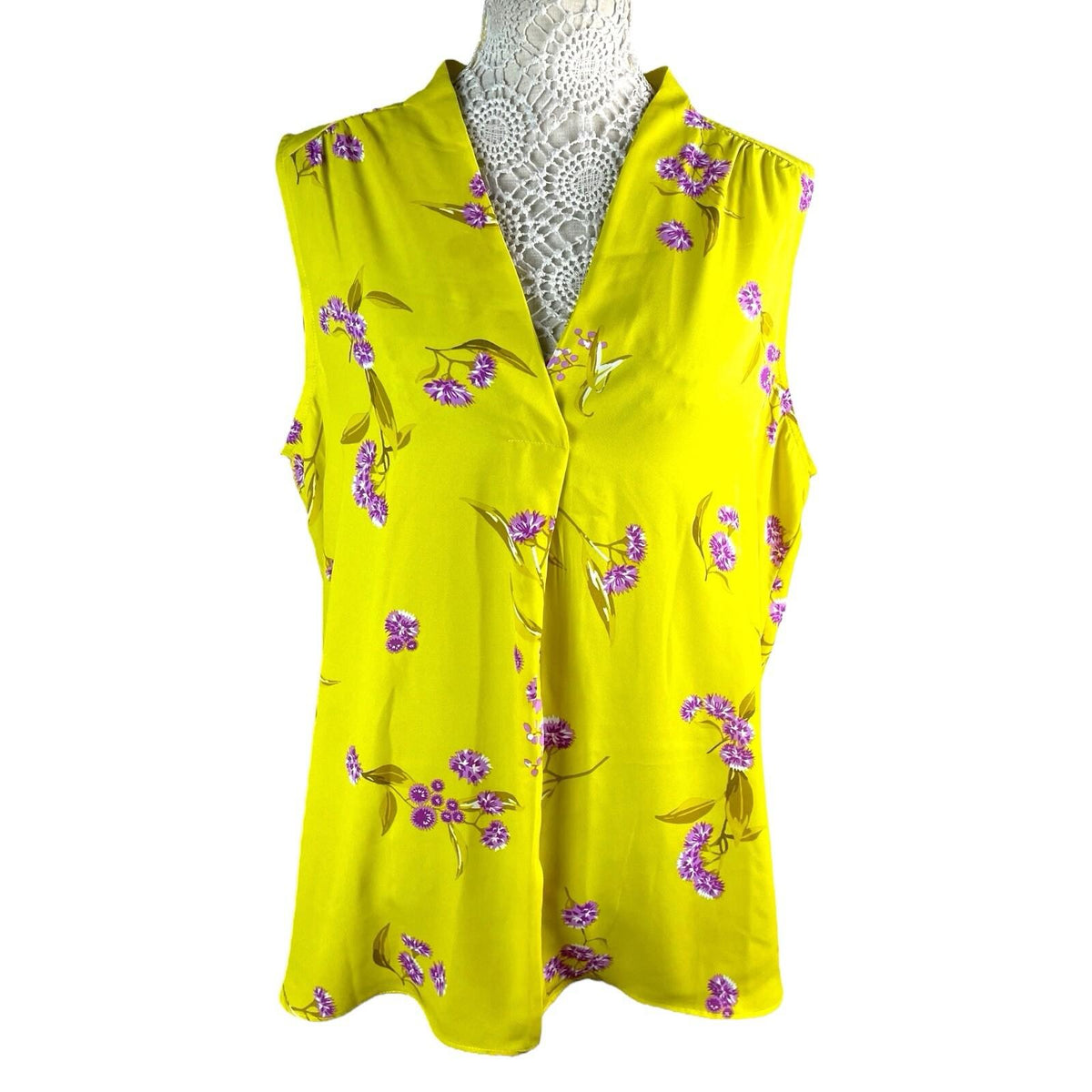 Principles Yellow Floral Sleeveless Blouse Summer Women's UK Size 20