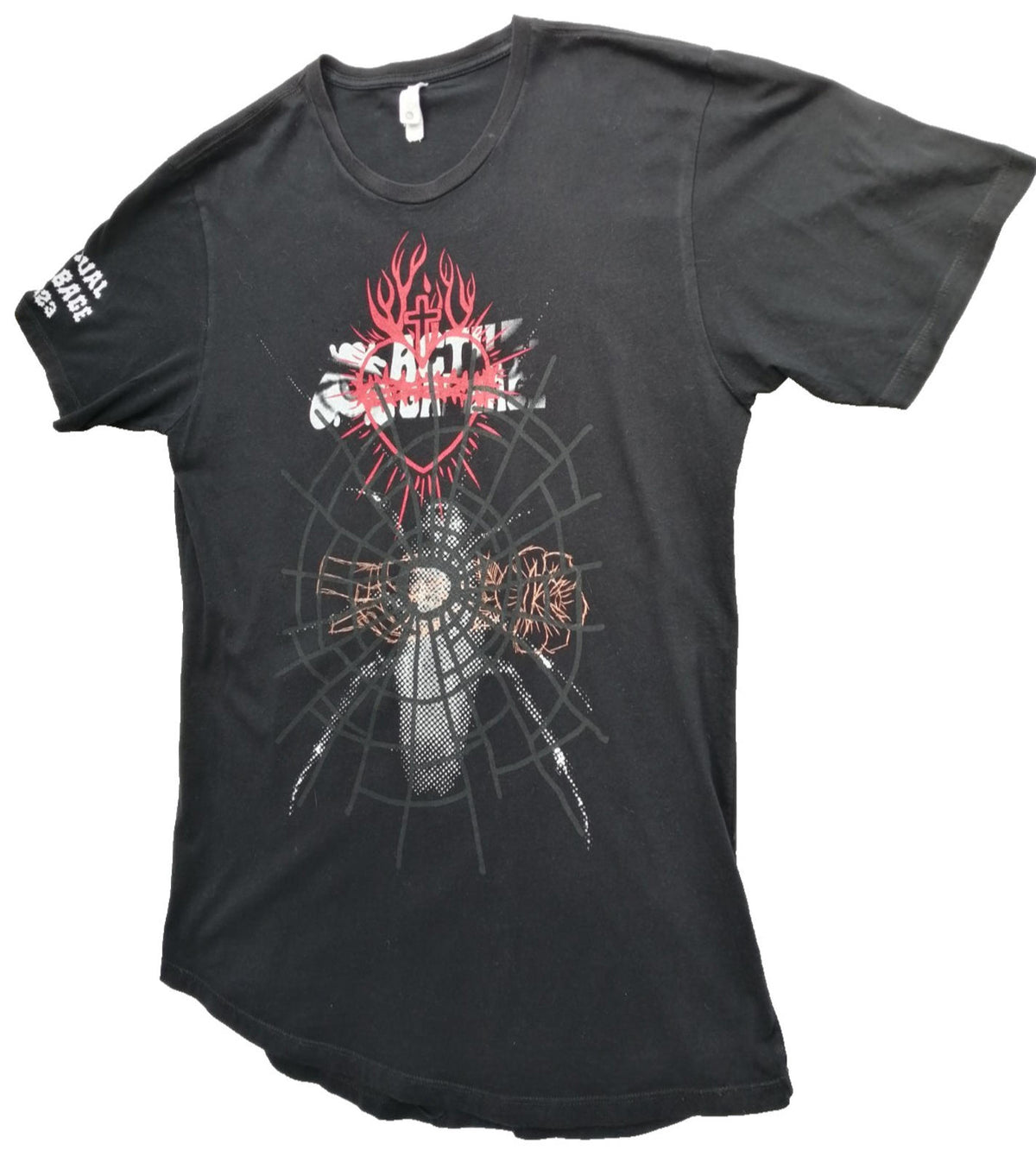 Next Level Black Actual Garbage T-Shirt Men's Size L Black Crew Neck Graphic Print 2023
