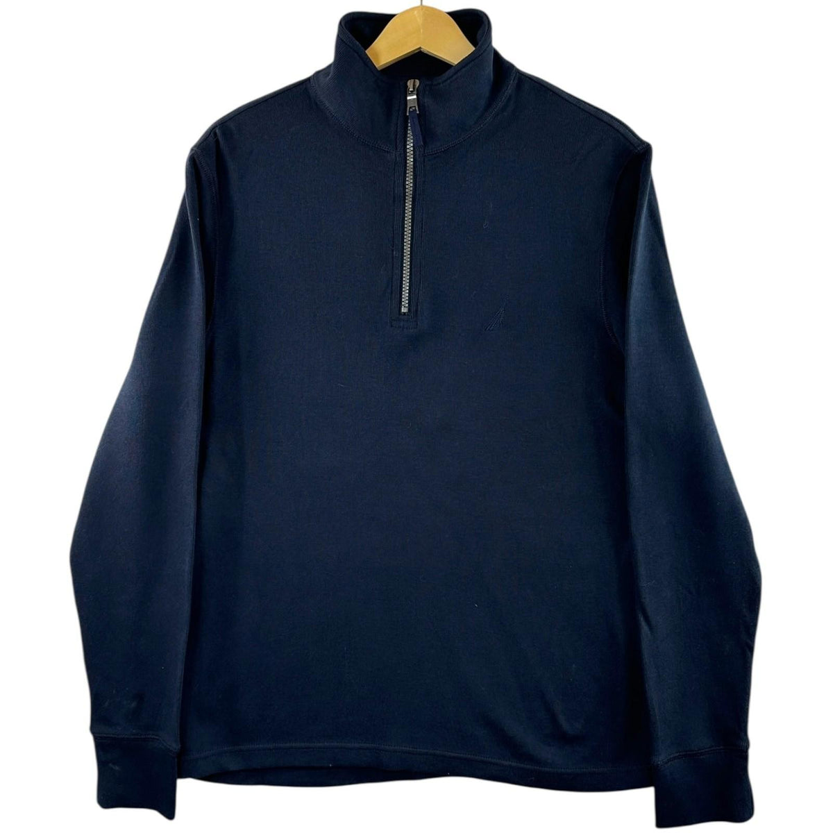 Nautica Jumper Men's UK Size S Navy Blue Long Sleeve 1/4 Zip Embroidered Logo Sweater