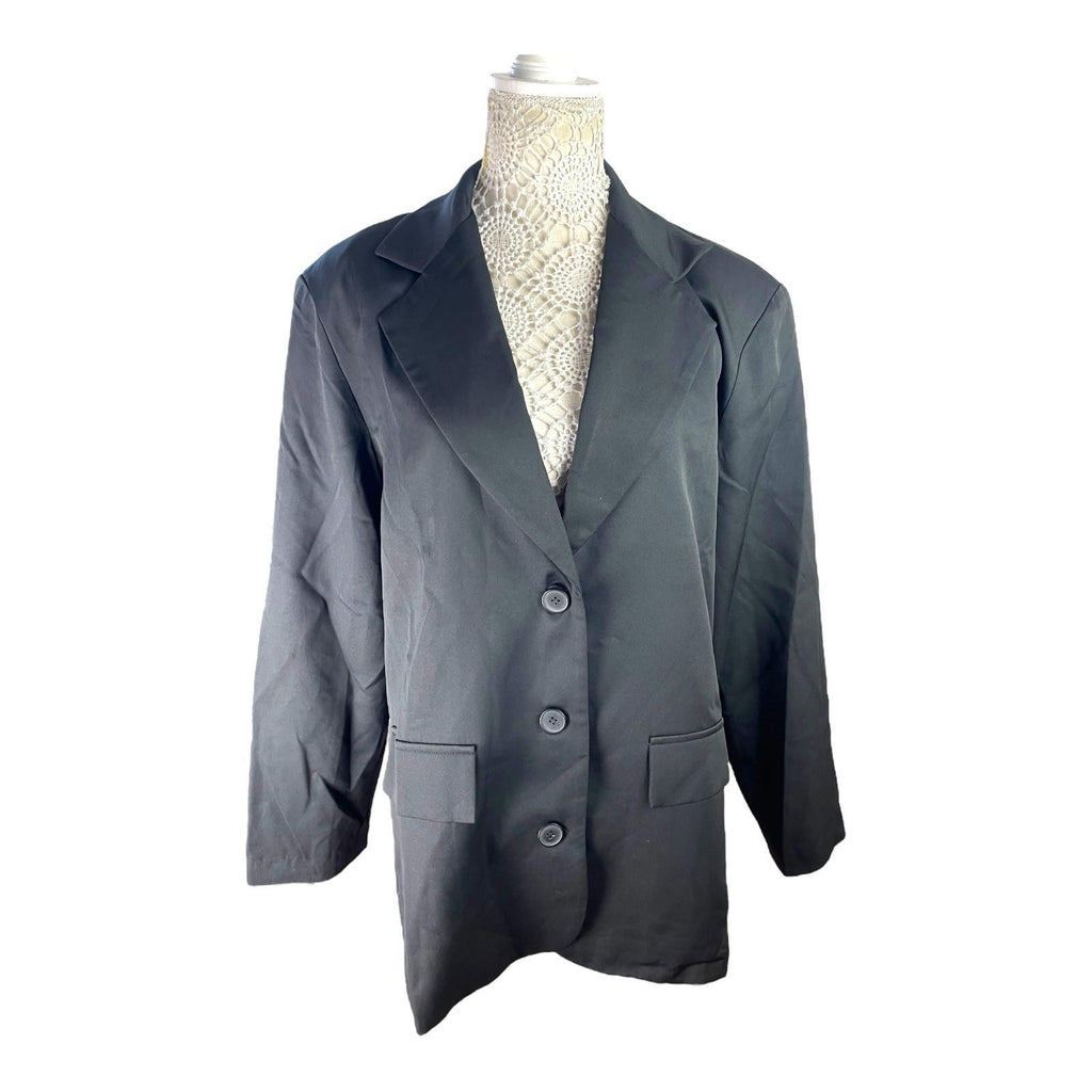 Pretty Little Thing Black Longline Blazer Oversized Women’s UK Size 8