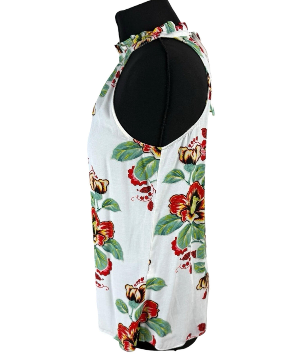Warehouse Sleeveless Blouse Floral Women's UK Size 10 White Multicolour