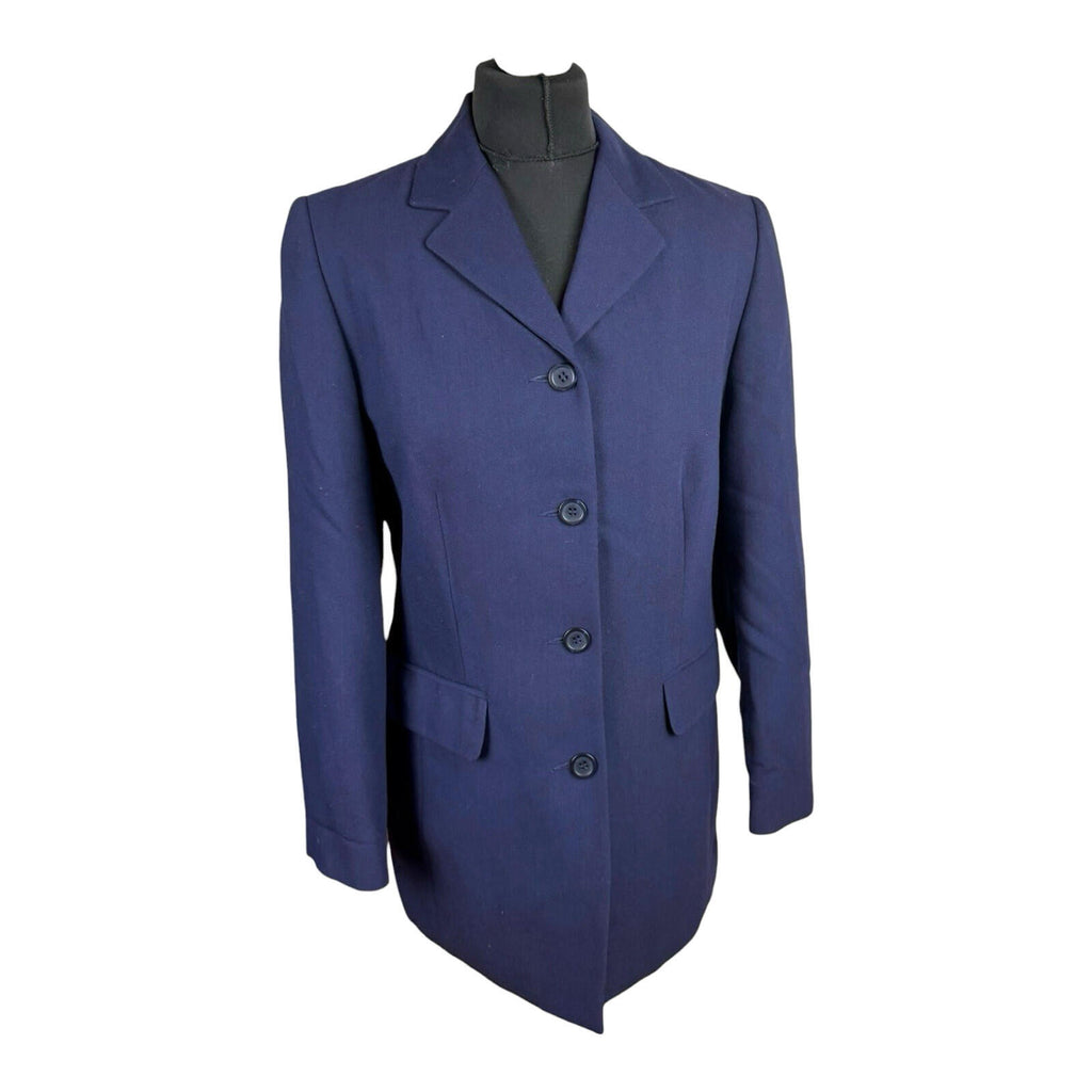 Essentials Blazer Jacket Women's UK Size 12 Mid Length Navy Blue Collared