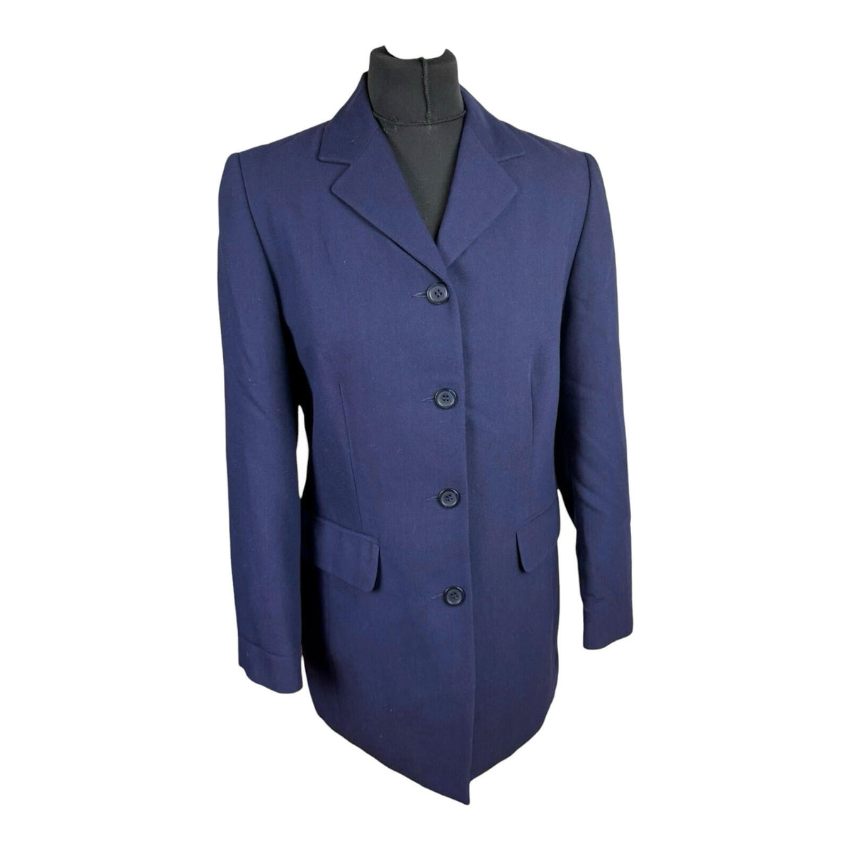 Essentials Blazer Jacket Women's UK Size 12 Mid Length Navy Blue Collared
