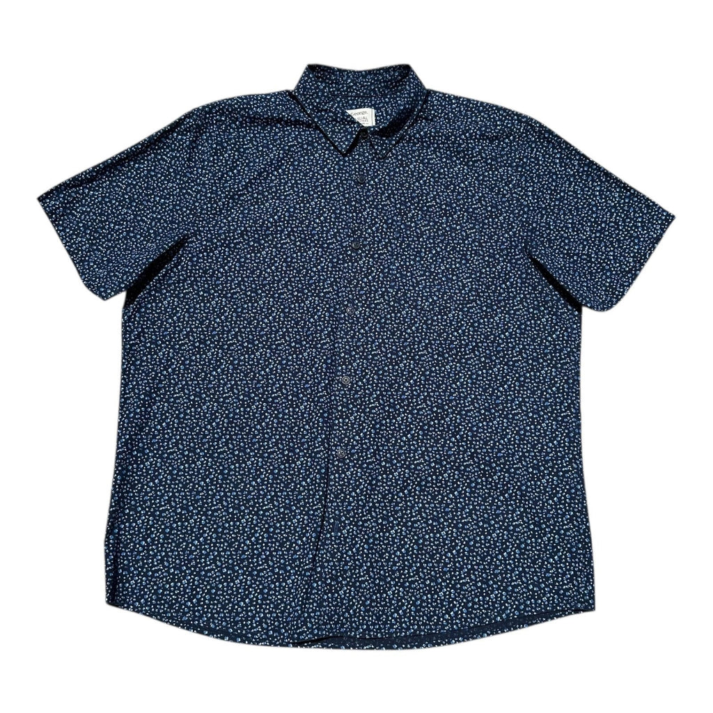 George Short Sleeve Shirt Men's UK Size XL Navy Blue Floral Print Button Front