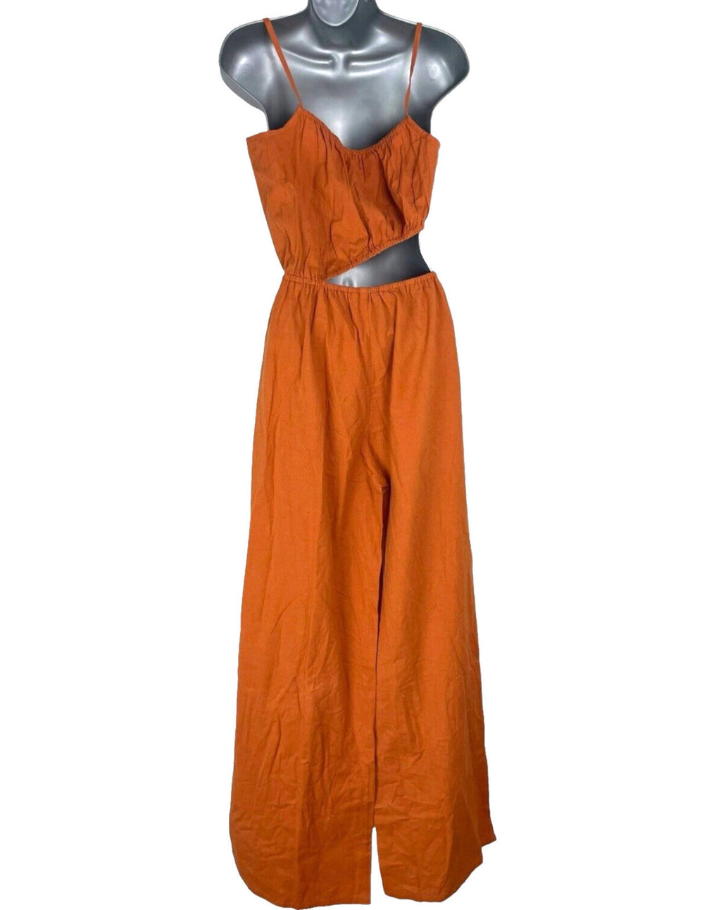 Pretty Little Thing Jumpsuit Women's UK Size 8 Rust Orange Cut Out Side Summer