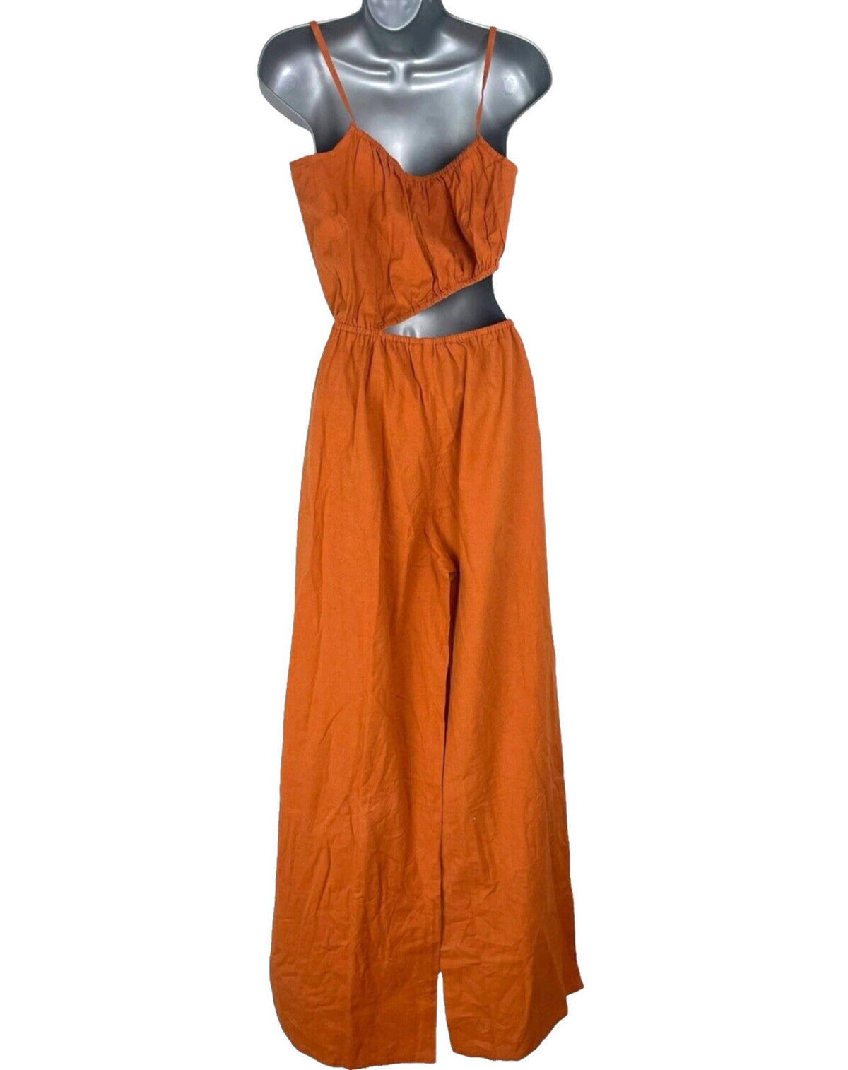 Pretty Little Thing Jumpsuit Women's UK Size 8 Rust Orange Cut Out Side Summer