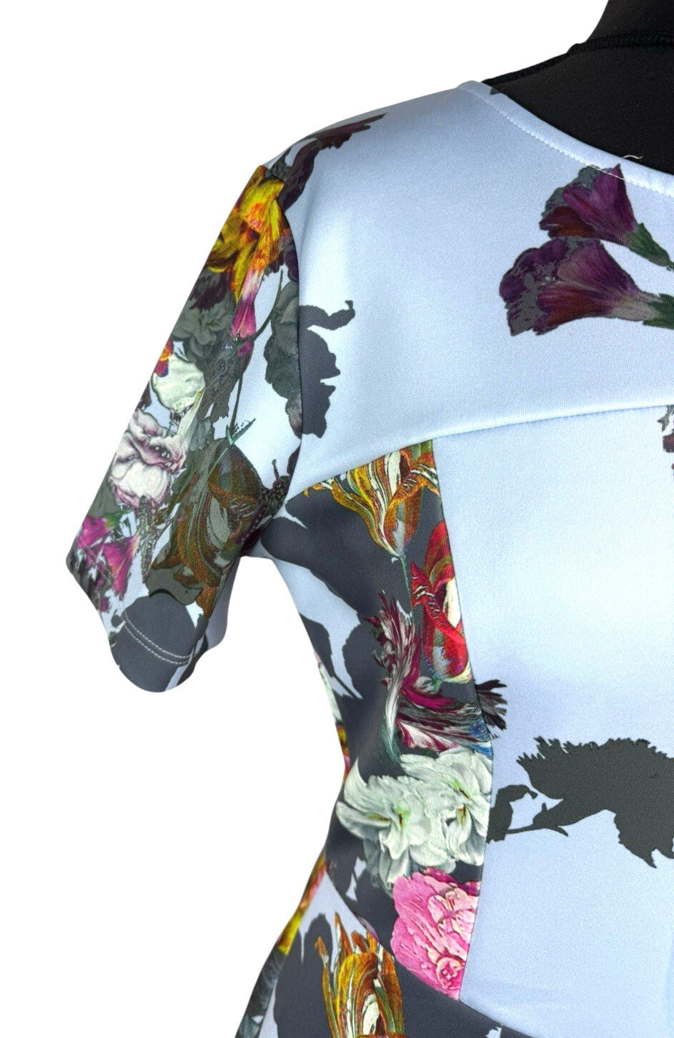 ASOS Floral Scuba Bodycon Dress Women’s UK Size 16 Blue Short Sleeve Stretch