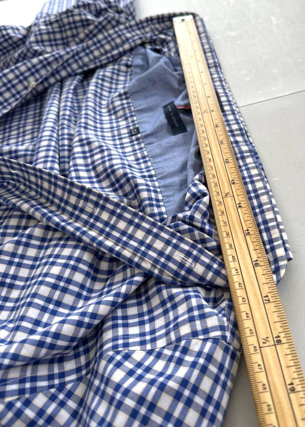 Tommy Hilfiger Shirt Men's UK Size M Blue Check Long Sleeve Pockets