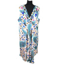 Marksharn White Marksharn Chiffon Party Dress Women's UK Size 3XL Peacock Design Multicolour