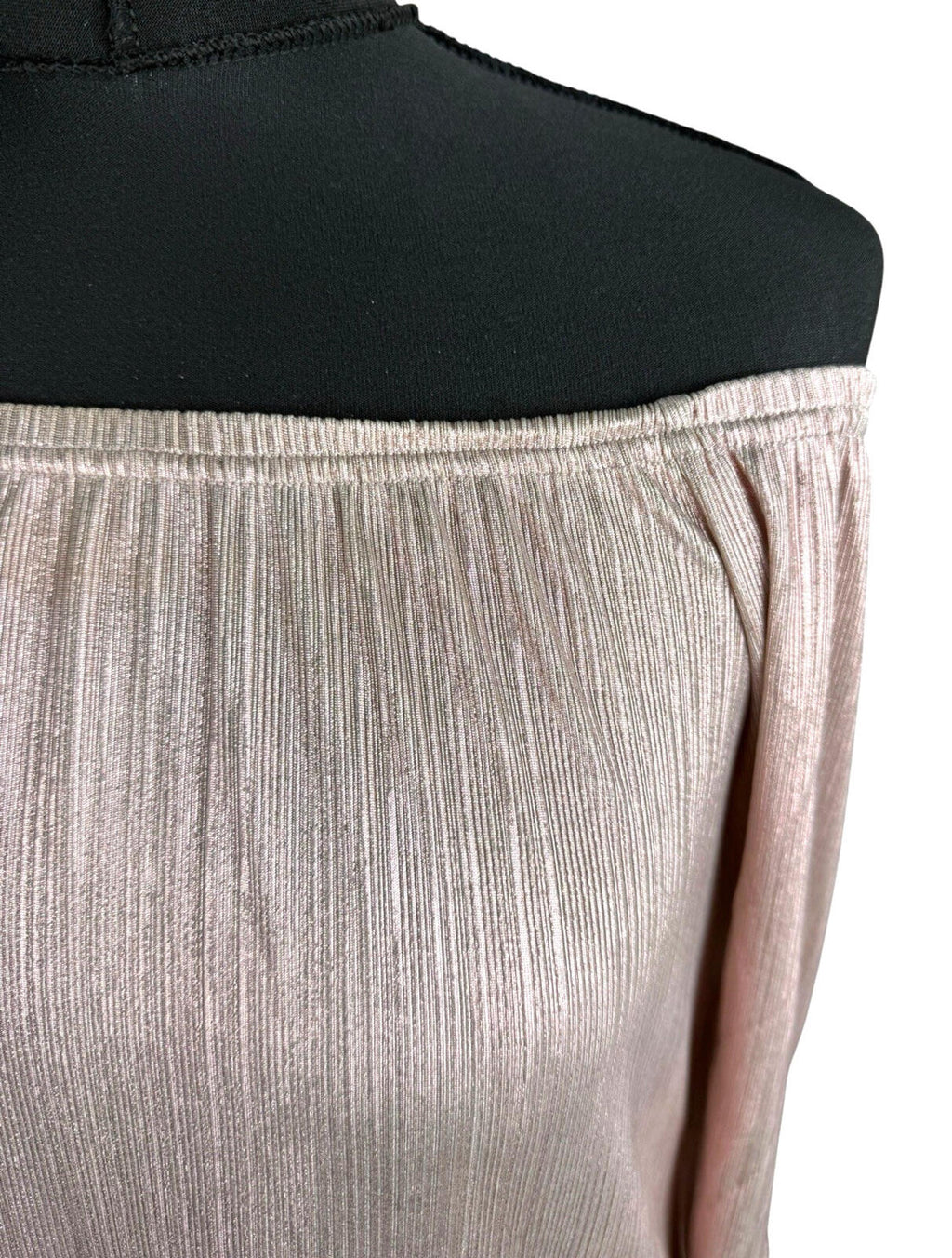 New Look Metallic Top Women's UK Size 10 Off Shoulder 3/4 Sleeve Rose Gold