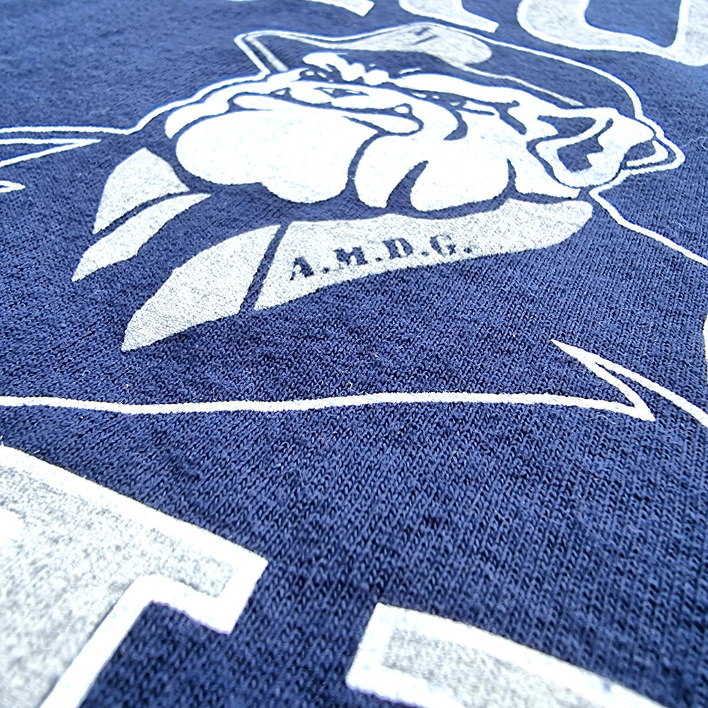 Gildan Blue Arrupe Jesuit Graphic Print T-Shirt Men's UK Size M Blue Crew Neck 100% Cotton