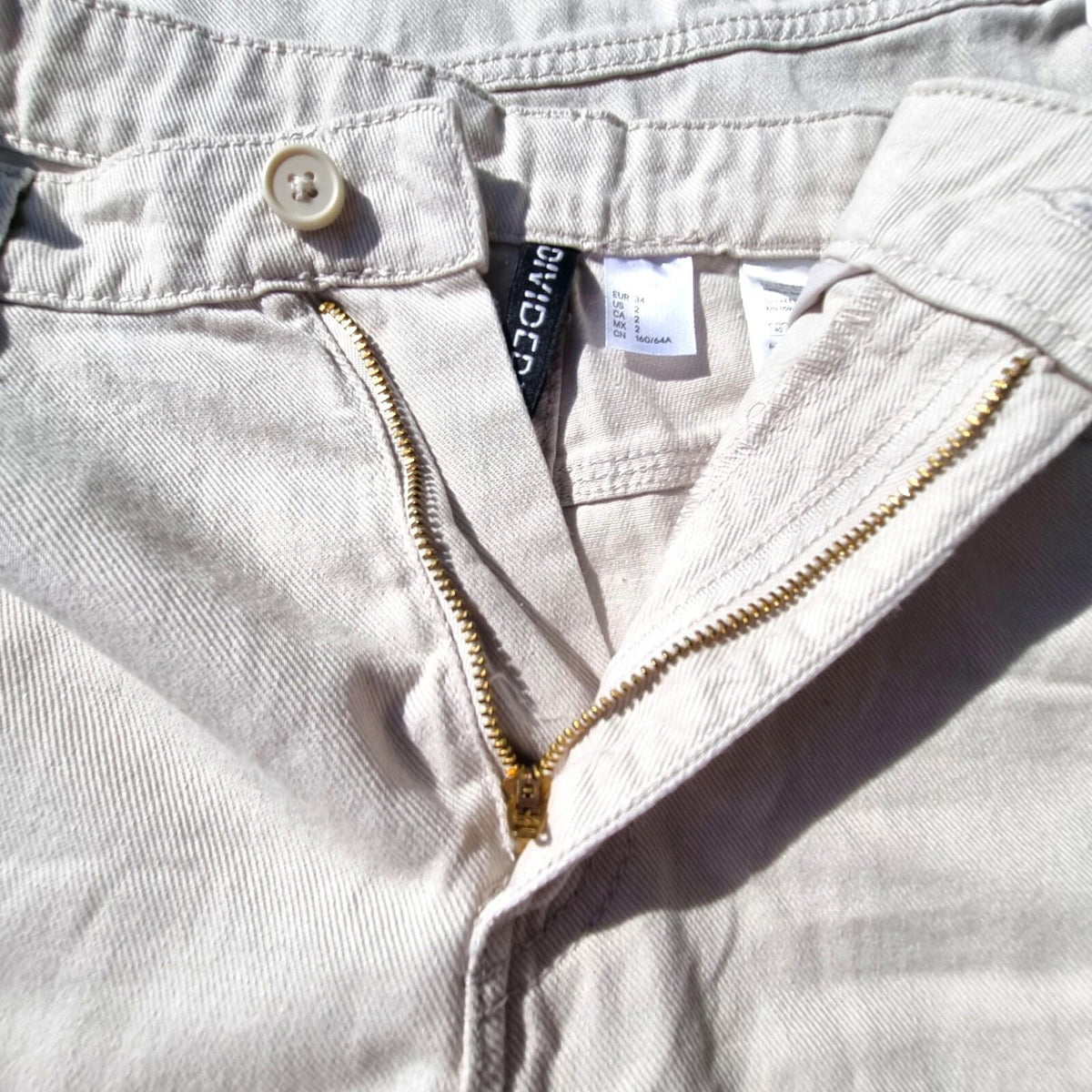 Divided Light Beige Denim Cargo Jeans Women's UK Size XS