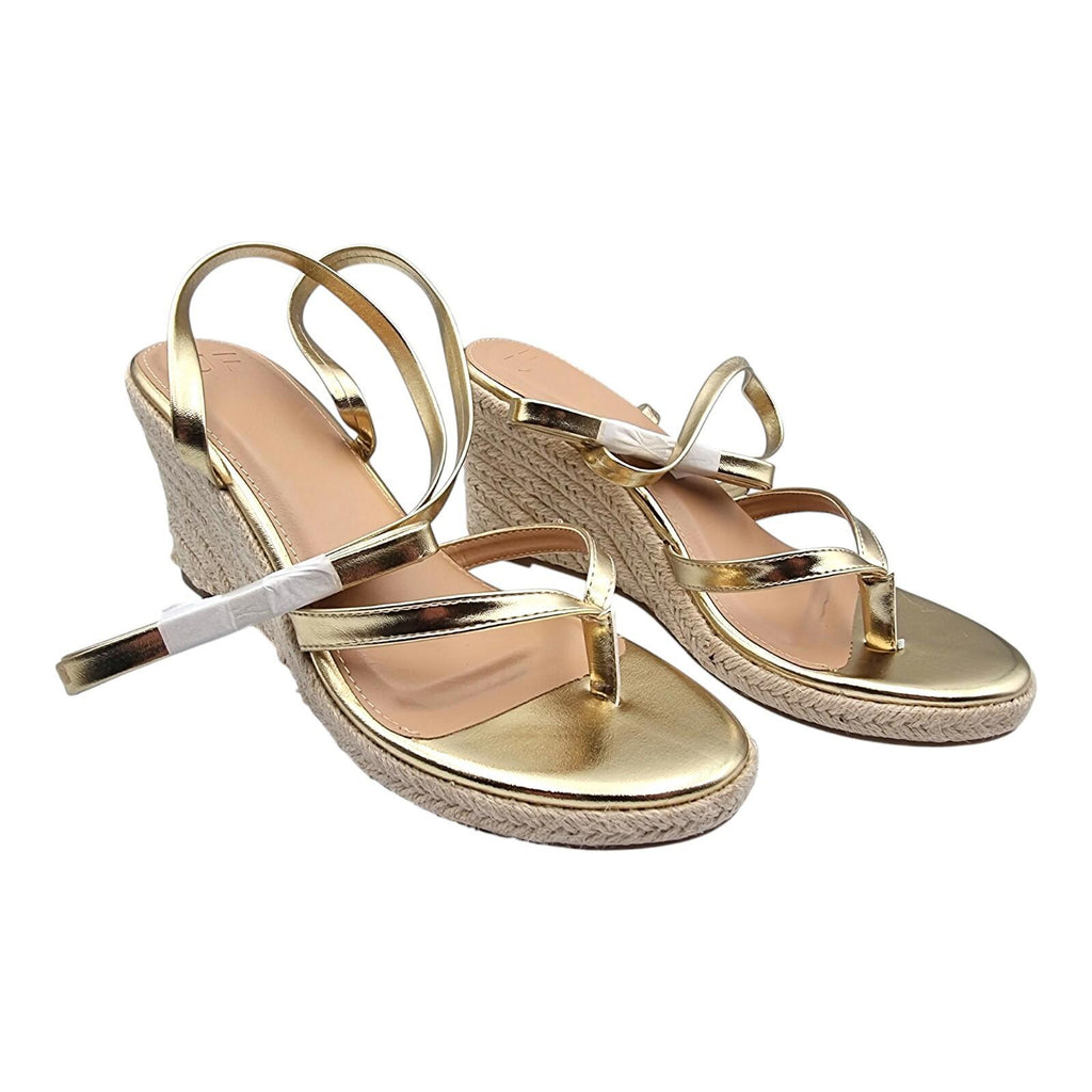 JustFab Gold JUSTFAB Ambretta Wrap Wedge Sandals Shoes Gold Women's UK Size 9