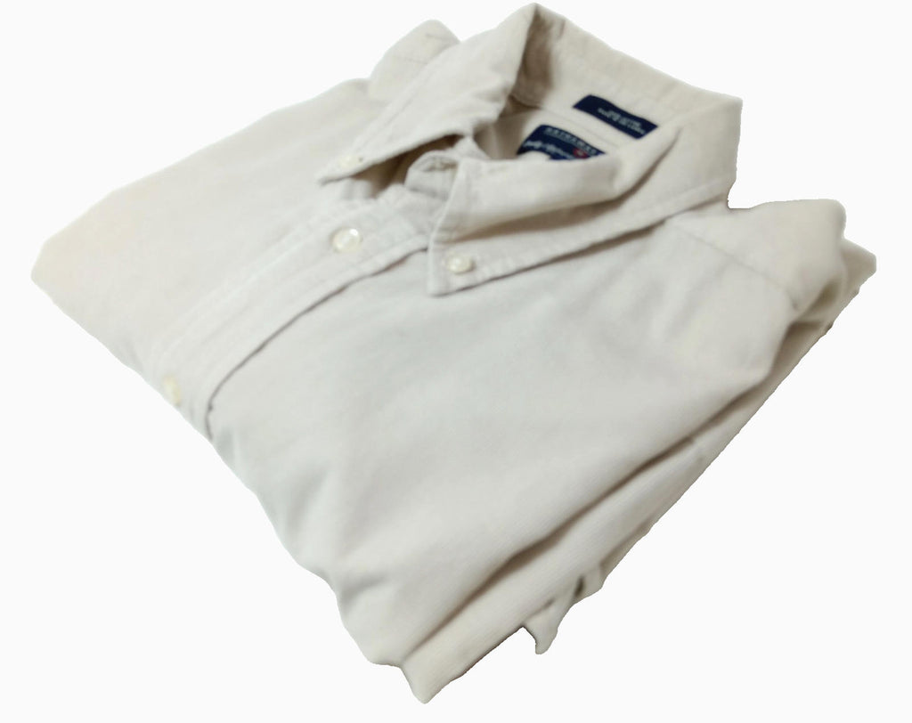 Hathaway Sport Corduroy Shirt Men's UK Size XL Beige Long Sleeve 100% Cotton