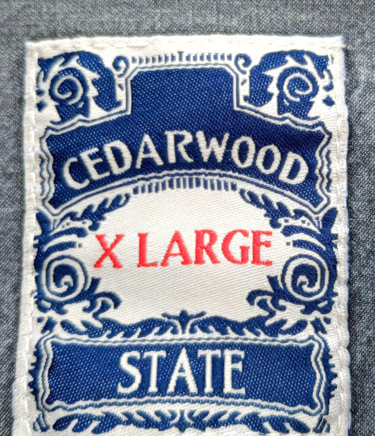 Cedar Wood State Denim Shirt Grey Long Sleeve 100% Cotton UK Men's Size XL