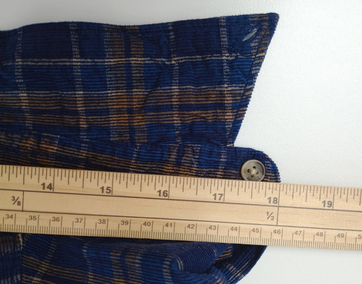 Sonoma Corduroy Shirt Men's UK Size 2XL Blue Check Pocket 100% Cotton Easy Care