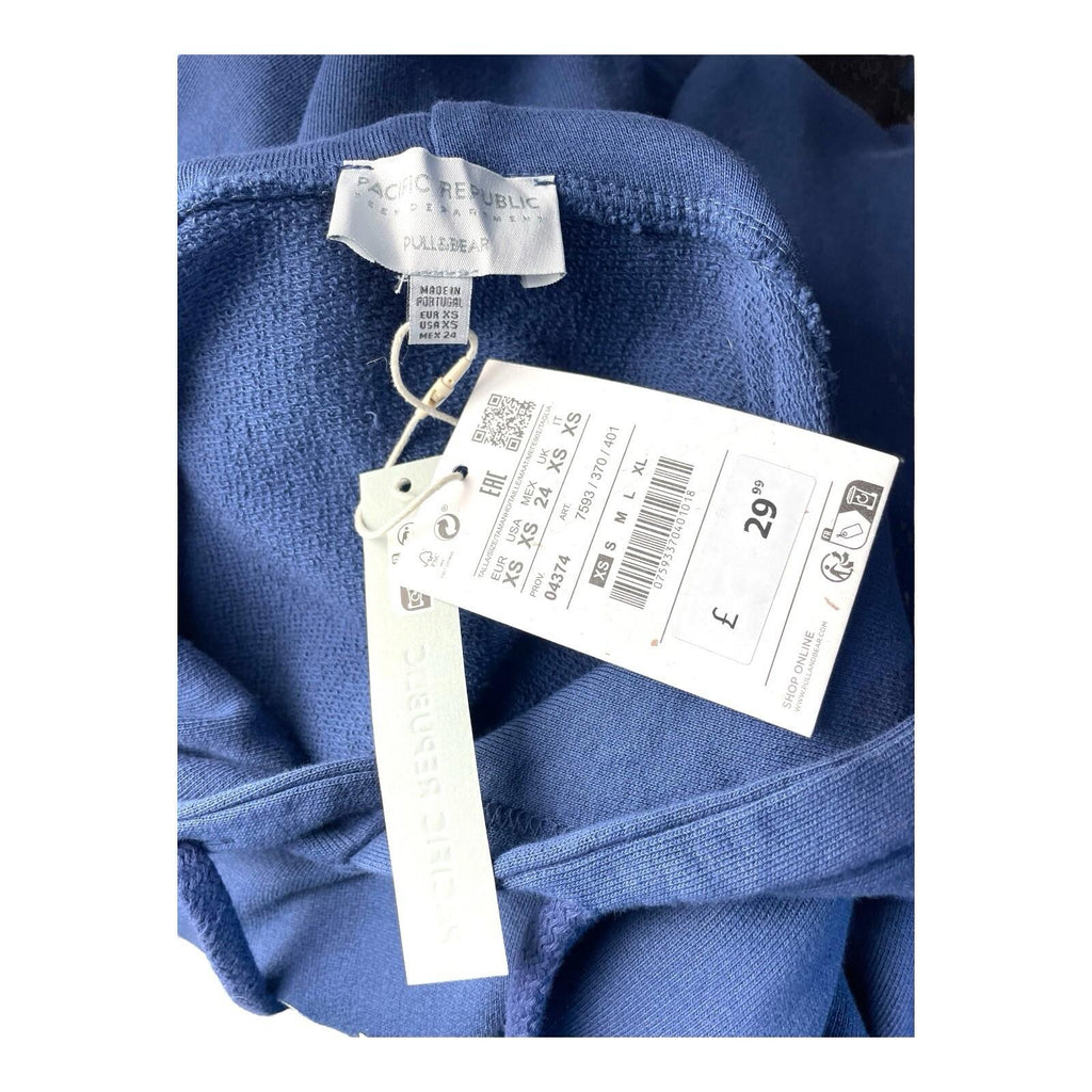 Pull&Bear Pacific Republic Navy Blue Boston Hoodie Oversized Women's UK Size XS